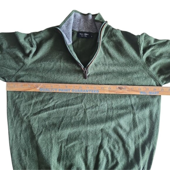 Filippo Riberti Wool Cashmere Quarter Zip Sweater Sz L Forest Green Italian Knit - Picture 10 of 11